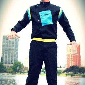 *RARE Liminus jumpsuit black yellow blue